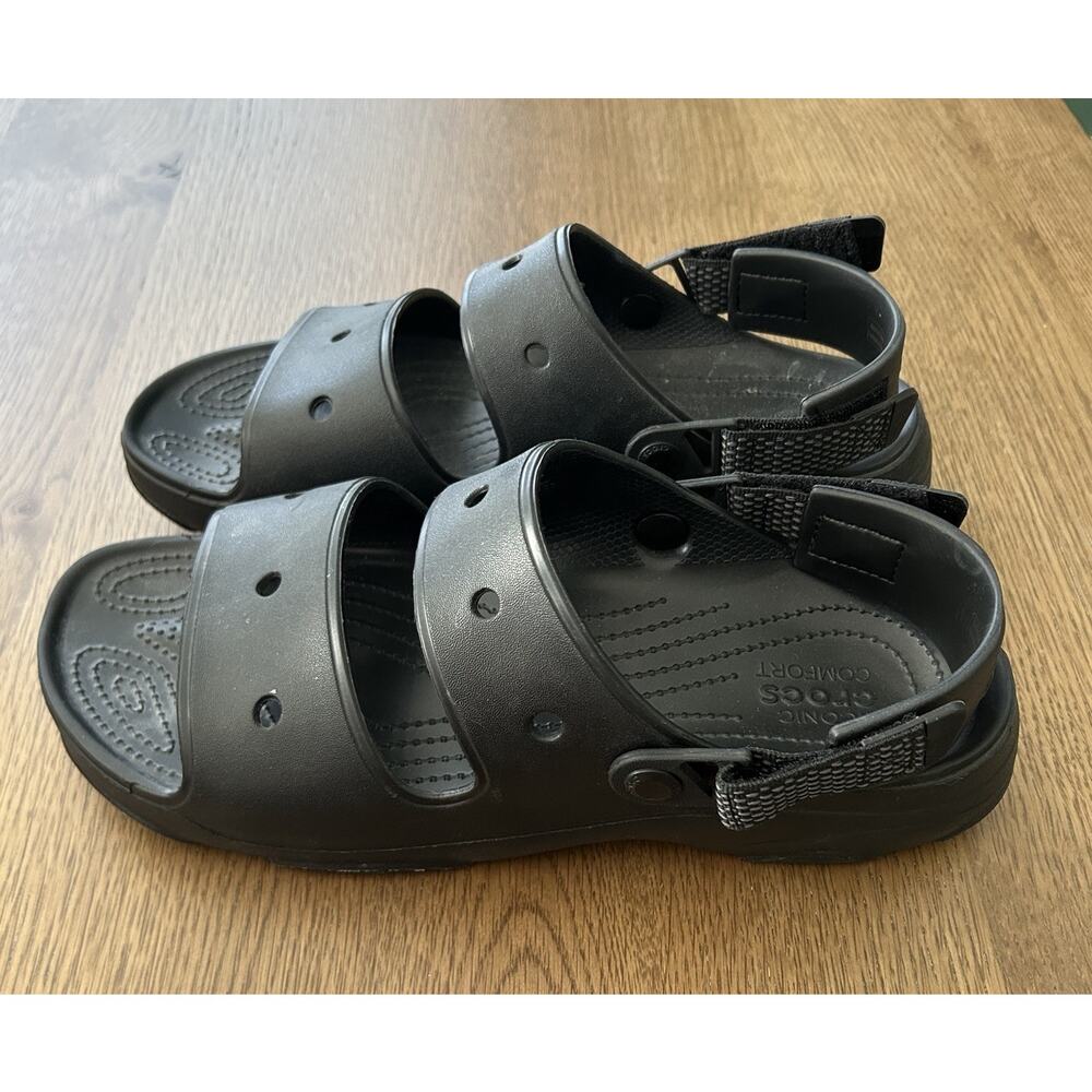 Crocs Men’s Classic All-Terrain Clogs Sandals Black Size 12 Adjustable Strap - Picture 6 of 15